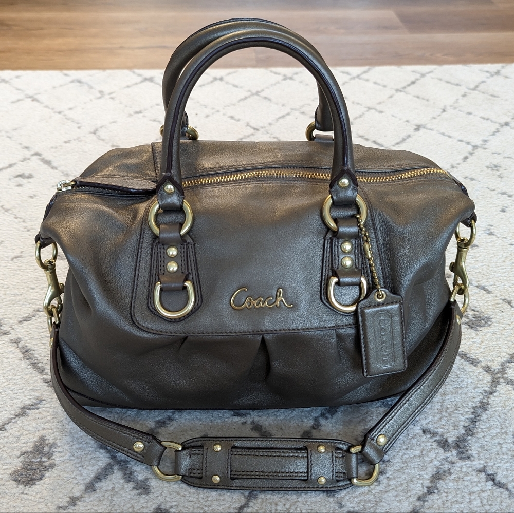 Coach Ashley Satchel in Bronze Pewter Leather - EUC